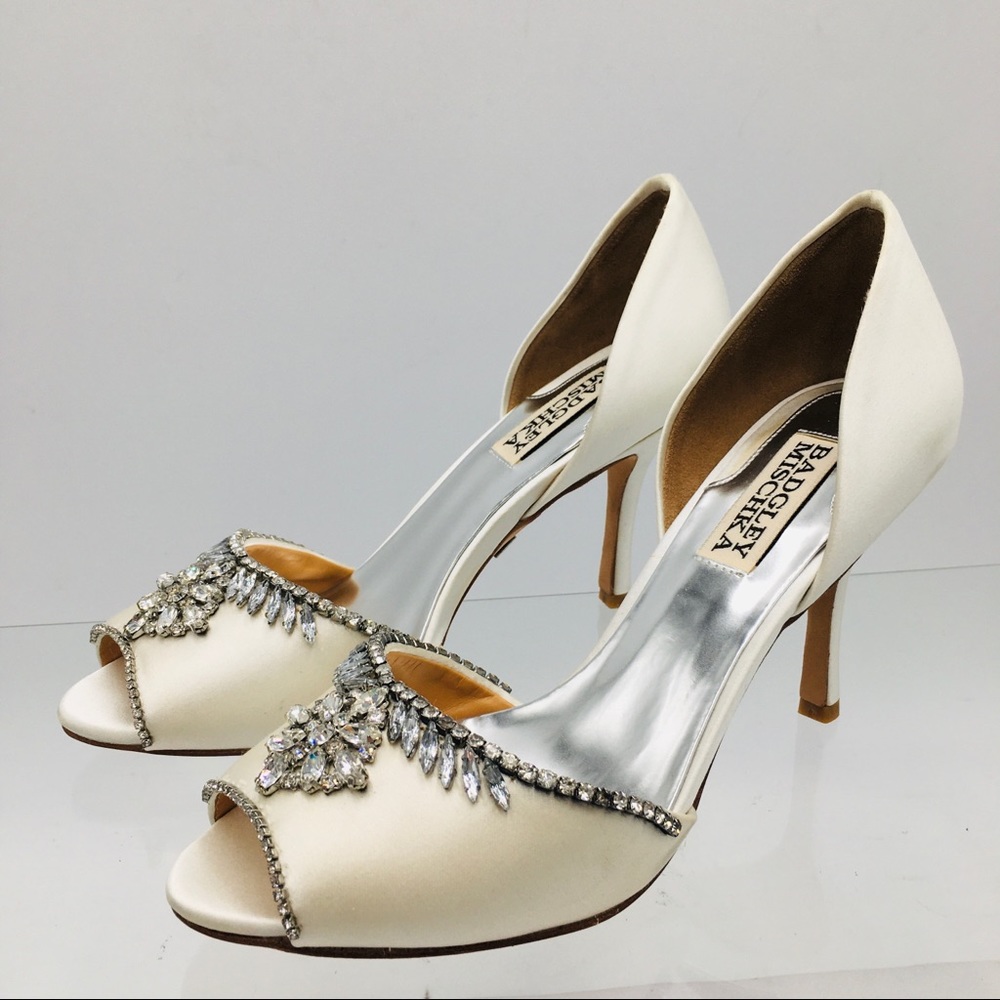 Badgley Mischka Ivory Satin Bridal Heels